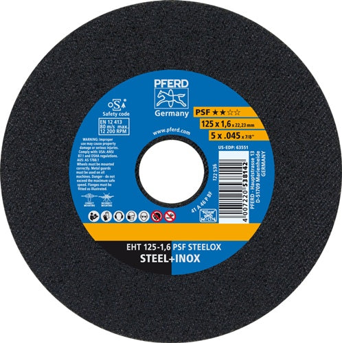 Trennscheibe PSF STEELOX D125x16mm gerade INOX Bohrung 2223 mm PFERD - VPE: 25