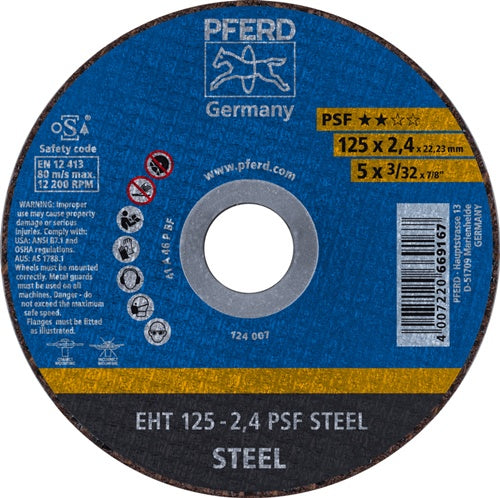 Trennscheibe PSF STEEL D125x24mm gerade Stahl Bohrung 2223 mm PFERD - VPE: 25