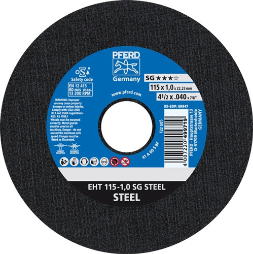 Trennscheibe SG STEEL D115x1mm gerade Stahl Bohrung 2223 mm PFERD - VPE: 25