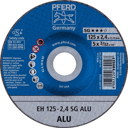Trennscheibe SG ALU D125x24mm gekröpft Aluminium Bohrung 2223 mm PFERD - VPE: 25