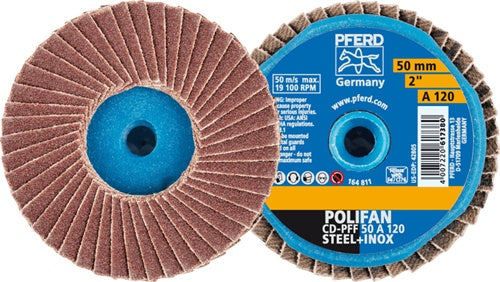 Fächerschleifscheibe COMBIDISC-Mini-POLIFAN Ø 50 mm Körnung 120 19100 min-¹ PFERD - VPE: 10