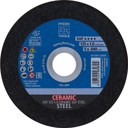 Trennscheibe Ceramic SGP Steel D125x1mm gerade Stahl Bohrung 2223 mm PFERD - VPE: 25