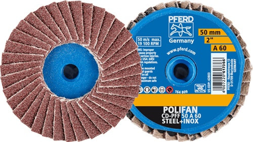 Fächerschleifscheibe COMBIDISC-Mini-POLIFAN Ø 50 mm Körnung 60 19100 min-¹ PFERD - VPE: 10