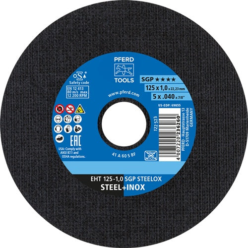 Trennscheibe SGP STEELOX D125x1mm gerade INOX Bohrung 2223 mm PFERD - VPE: 25