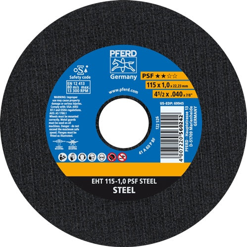 Trennscheibe PSF STEEL D115x1mm gerade Stahl Bohrung 2223 mm PFERD - VPE: 25