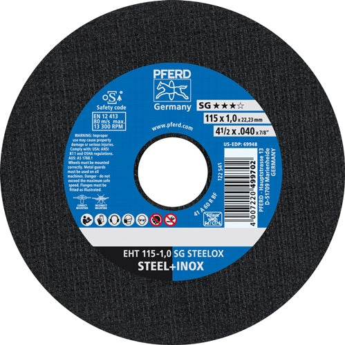 Trennscheibe SG STEELOX D115x1mm gerade INOX Bohrung 2223 mm PFERD - VPE: 25