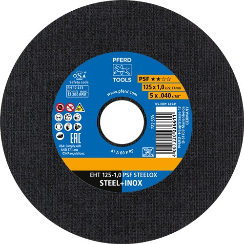 Trennscheibe PSF STEELOX D125x1mm gerade INOX Bohrung 2223 mm PFERD - VPE: 25