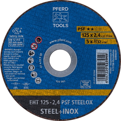 Trennscheibe PSF STEELOX D125x24mm gerade INOX Bohrung 2223 mm PFERD - VPE: 25