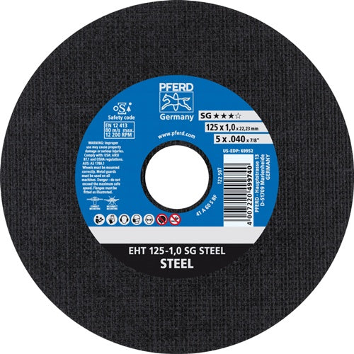 Trennscheibe SG STEEL D125x1mm gerade Stahl Bohrung 2223 mm PFERD - VPE: 25