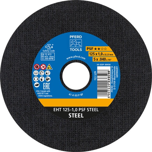 Trennscheibe PSF STEEL D125x1mm gerade Stahl Bohrung 2223 mm PFERD - VPE: 25