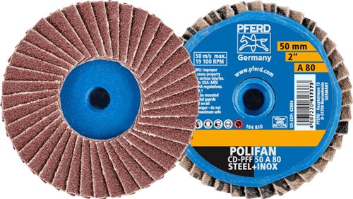 Fächerschleifscheibe COMBIDISC-Mini-POLIFAN Ø 50 mm Körnung 80 19100 min-¹ PFERD - VPE: 10
