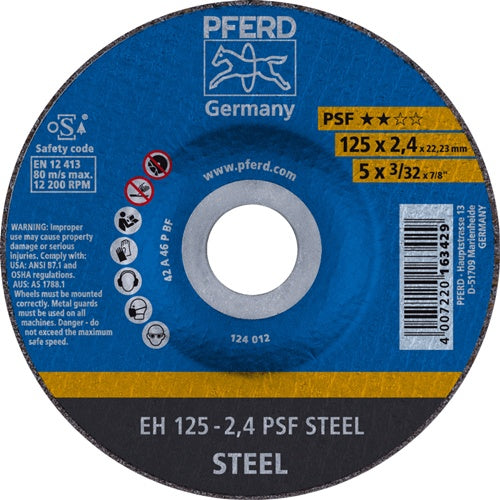 Trennscheibe PSF STEEL D125x24mm gekröpft Stahl Bohrung 2223 mm PFERD - VPE: 25