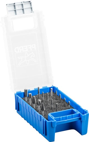 Kleinfrässtiftesatz Schaft-Ø 3 mm 15-teilig Hartmetall Verzahnung 5 Kunststoffkassette PFERD