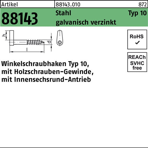 Winkelschraubhaken R 88143 Typ 10 80x 58x 10 Stahl galvverz 100St - VPE: 100