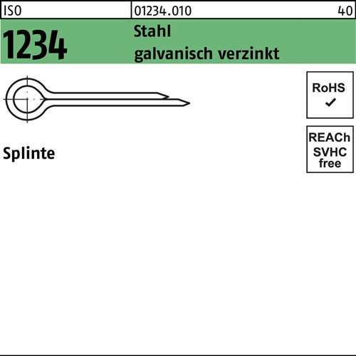 Splinte ISO 1234 4 x 112 Stahl galvanisch verzinkt 250 Stück