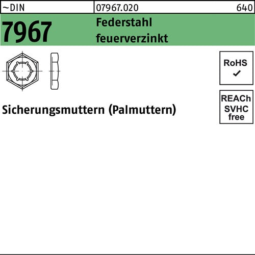 Sicherungsmutter DIN 7967 M36 Federstahl feuerverz 25 Stück - VPE: 25