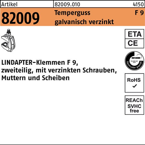 Klemme R 82009 GTW 40 F 9 M16/29 - 69 Temperguss galvverz 1St LINDAPTER