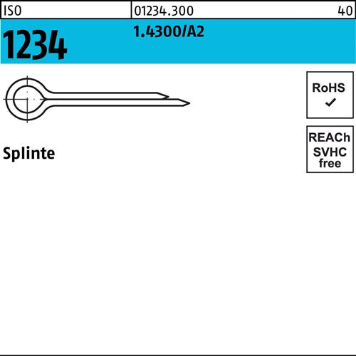 Splinte ISO 1234 1 x 10 14300/A 2 1000 Stück