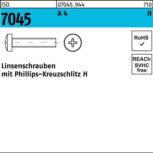 Flachkopfschraube ISO 7045 PH M16x 5-H A 4 1000 Stück - VPE: 1000