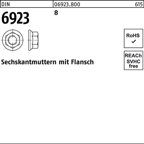 Sechskantmutter DIN 6923 Flansch M4 8 1000 Stück - VPE: 1000