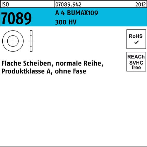 Unterlegscheibe ISO 7089 oFase 8 A 4 300 HV BUMAX109 100 Stück BUFAB - VPE: 100