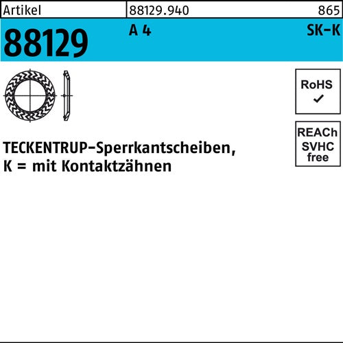 Sperrkantscheibe R 88129 K 10x2025x16 A 4 500 Stück TECKENTRUP - VPE: 500