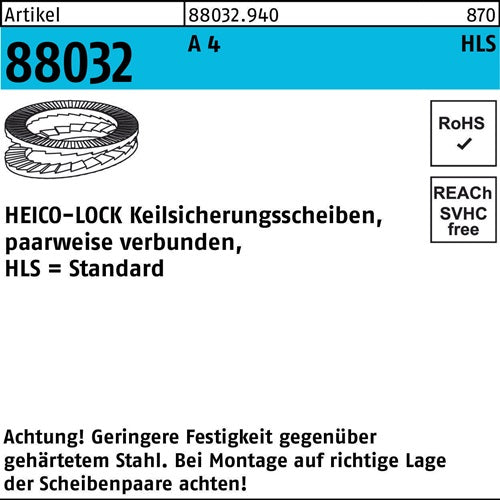 Keilsicherungsscheibe R 88032 HLS- 4S A 4 geklebt 200 Stück HEICO - VPE: 200