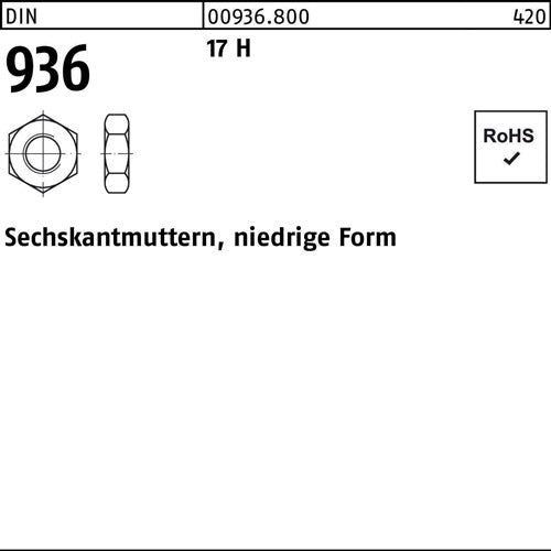 Sechskantmutter DIN 936 M 8 17 H 100 Stück