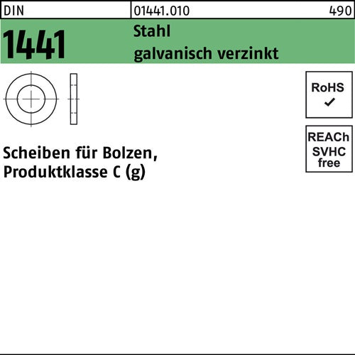 Scheibe DIN 1441 fBolzen 55x 10x 08 Stahl galvanisch verzinkt 1000 Stück