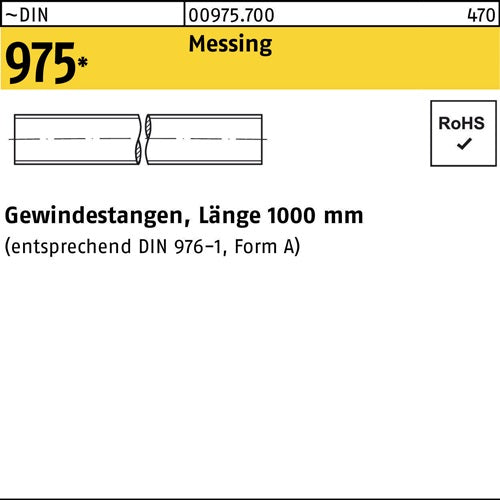 Gewindestange DIN 975 M 10 x 1000mm Messing 1 Stück