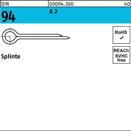 Splinte DIN 94/ISO 1234 2 x 10 A 2 1000 Stück