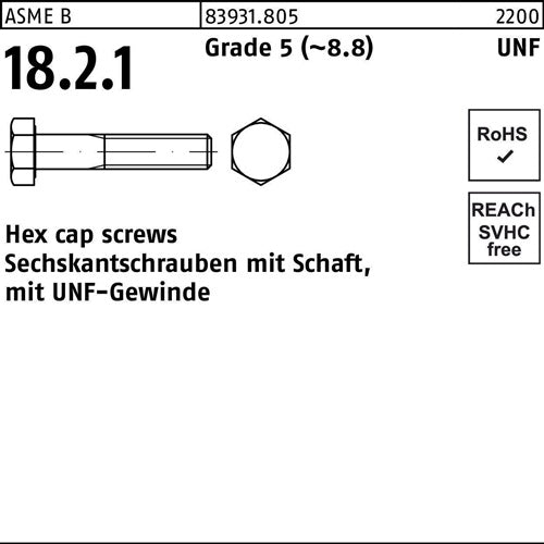 Sechskantschraube R 83931 UNF-Gewinde/Schaft 5/16x 3 Grade 5 (~88) 100 Stück - VPE: 100