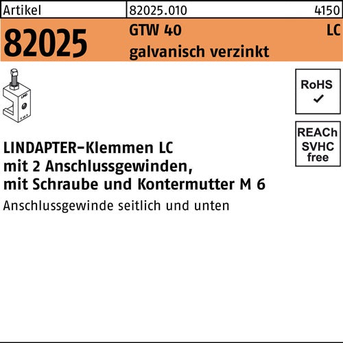 Klemme R 82024 GTW 40 LC M6 galvverz 1 Stück LINDAPTER