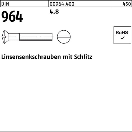 Linsensenkschraube DIN 964 Schlitz M 5 x 25 48 1000 Stück