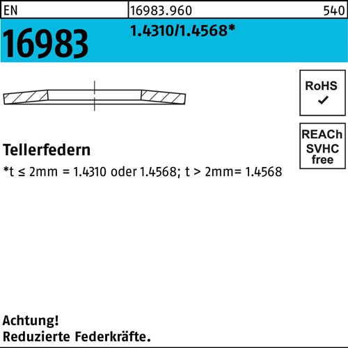 Tellerfeder EN 16983 16x 82x09 14310/14568 200 Stück - VPE: 200