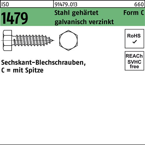 Blechschraube ISO 1479 Spitze/6-kt C 8x80 Stahl gehärtet galvverz 200St - VPE: 200