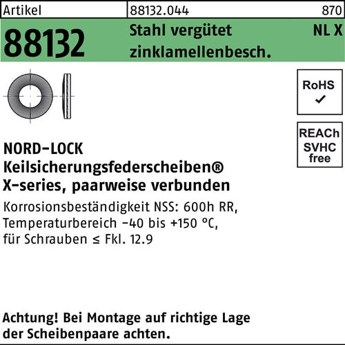 Unterlegscheibe R 88132 NLX 14 Sta vergütet zinklamellenb 100St NORD-LOCK - VPE: 100