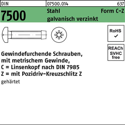 Gewindefurchendeschraube DIN 7500 LIKO PZ CM 35x16-Z Stahl galvverz 1000St - VPE: 1000