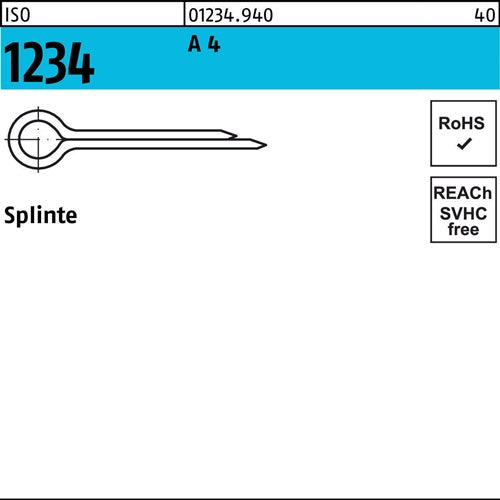 Splinte ISO 1234 63 x 50 A 4 50 Stück