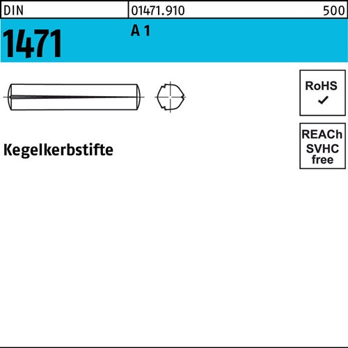 Kegelkerbstift DIN 1471 6 x 20 A 1 DIN 1471 100 Stück