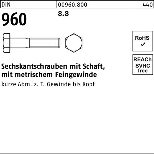 Sechskantschraube DIN 960 Schaft M20x15x 85 88 25 Stück - VPE: 25