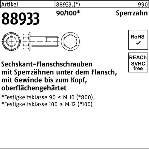 Sechskantflanschschraube R 88933 Sperrz VG M12x 35 90/100 100 Stück - VPE: 100