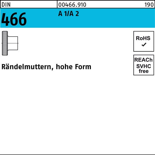 Rändelmutter DIN 466 hohe Form M 10 A 1/A 2 10 Stück