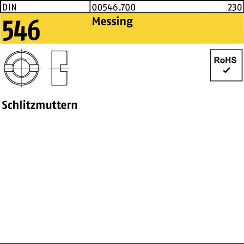 Schlitzmutter DIN 546 M 4 Messing 100 Stück