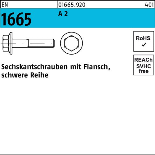 Sechskantschraube EN 1665 mFlansch M 5 x 12 A 2 200 Stück