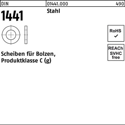 Scheibe DIN 1441 fBolzen 46 x 62x 7 Stahl 50 Stück