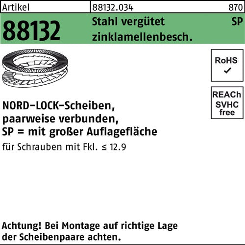 Unterlegscheibe R 88132 geklebt NL 12 SP Sta zinklamellenb 100St NORD-LOCK - VPE: 100