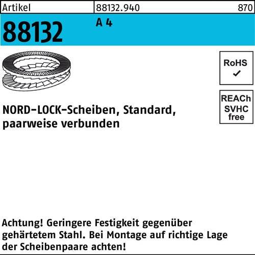 Unterlegscheibe R 88132 geklebt NL 18 SS A 4 100 Stück NORD-LOCK - VPE: 100