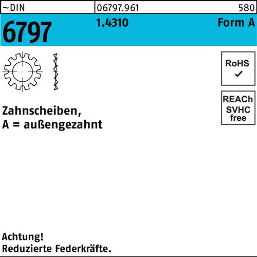 Zahnscheibe DIN 6797 FormA außengezahnt A 84 14310 100 Stück - VPE: 100