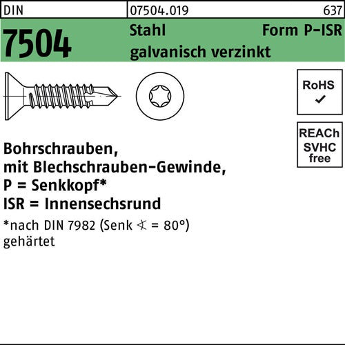 Bohrschraube DIN 7504 SEKO ISR P 42x25-T20 Stahl galvverz 1000St - VPE: 1000